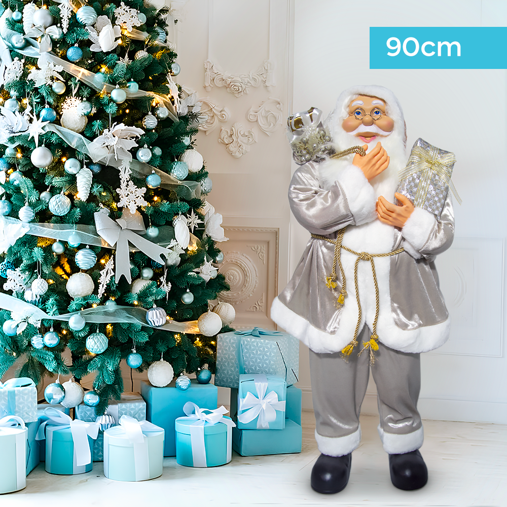 Costume de Père Noël Champagne 144292 Décoration 90H cm Mini Lumières et Sons