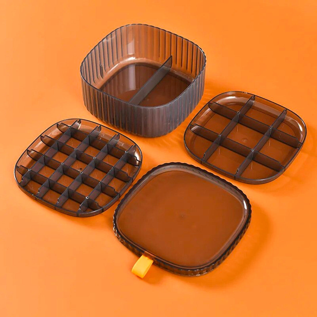 Boîte en plastique transparente pour organisateur de bijoux avec compartiments