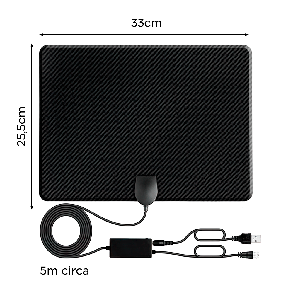 Antenne TV numérique intérieure 1080p Full HD avec amplificateur de signal