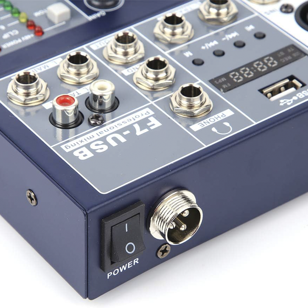 Mélangeur Audio 7 Canaux Professionnel Bluetooth Alimentation Phantom 48V Effet