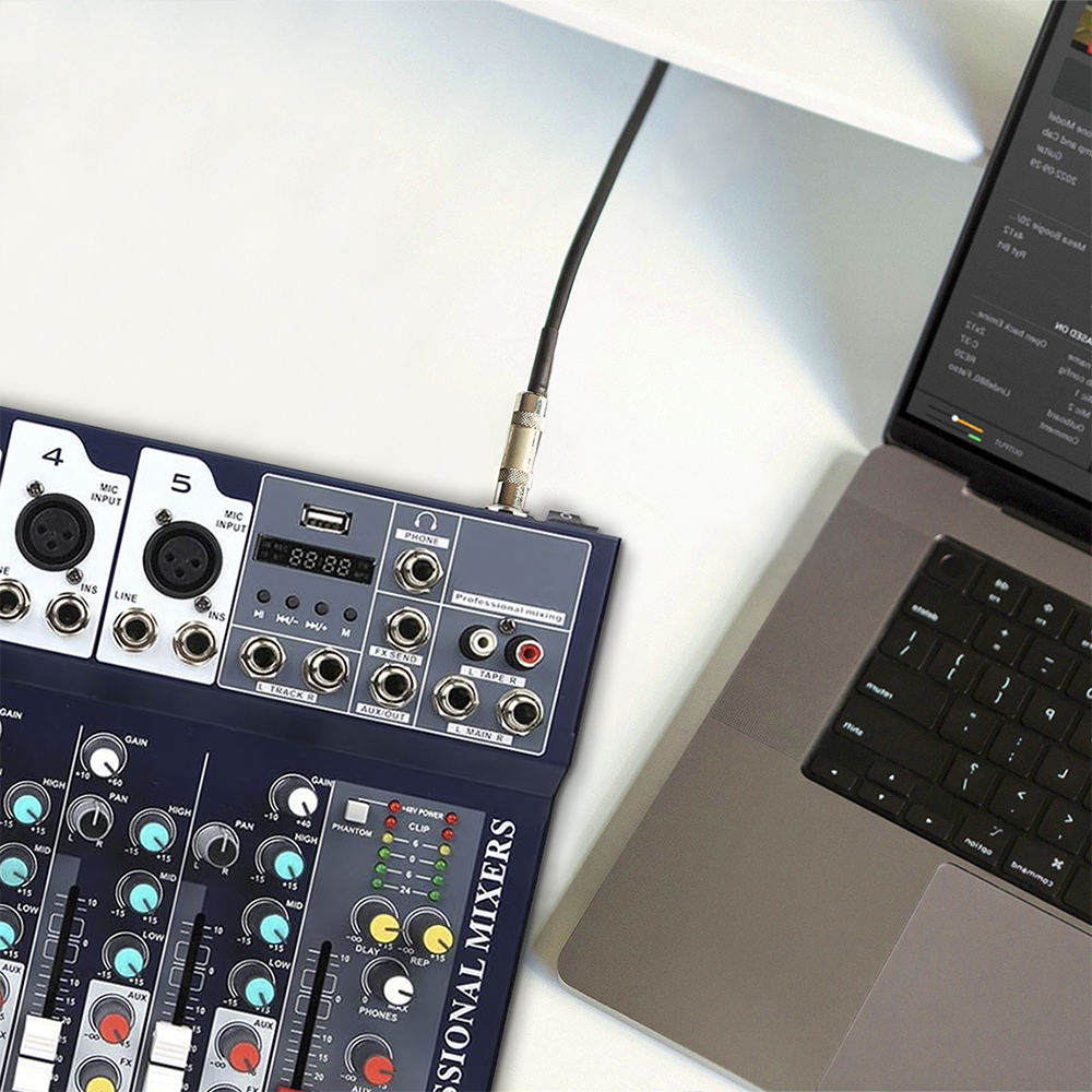 Mélangeur Audio 7 Canaux Professionnel Bluetooth Alimentation Phantom 48V Effet