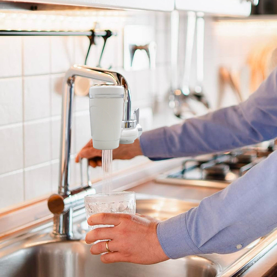 Filtre Purificateur d'Eau Robinet Anti-Calcaire en Cuisine Salle Bain Charbon