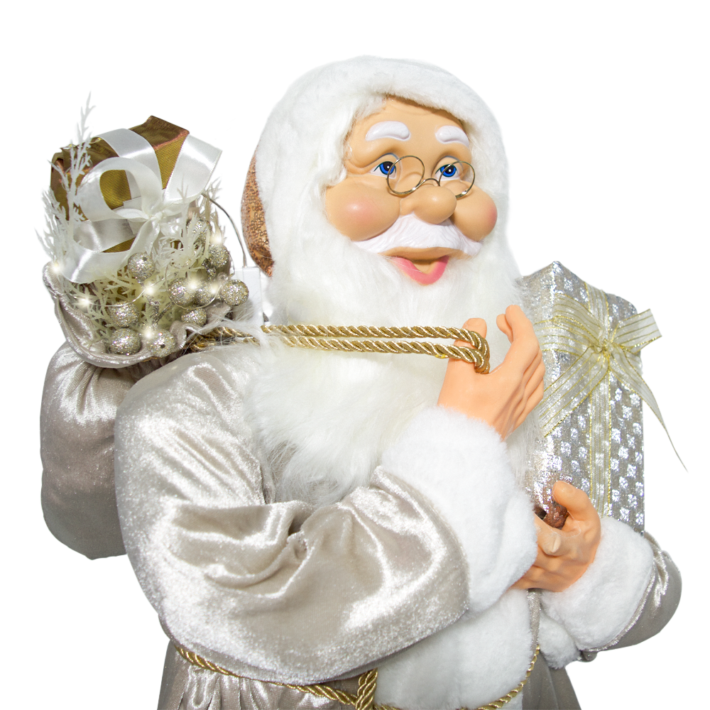 Père noël rose à paillettes 144291 décoration 110Hcm mini lumières et sons