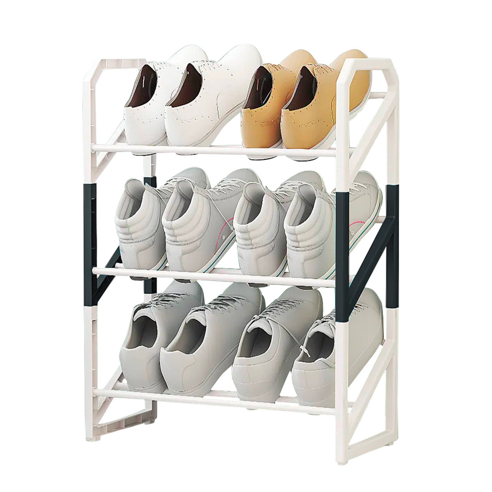 Étagère à chaussures en plastique multifonctionnelle à 3 niveaux