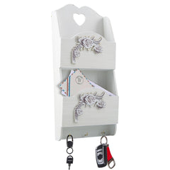 Organiseur mural bois lettres avec 2 compartiments décoration Shabby 29x6x18cm
