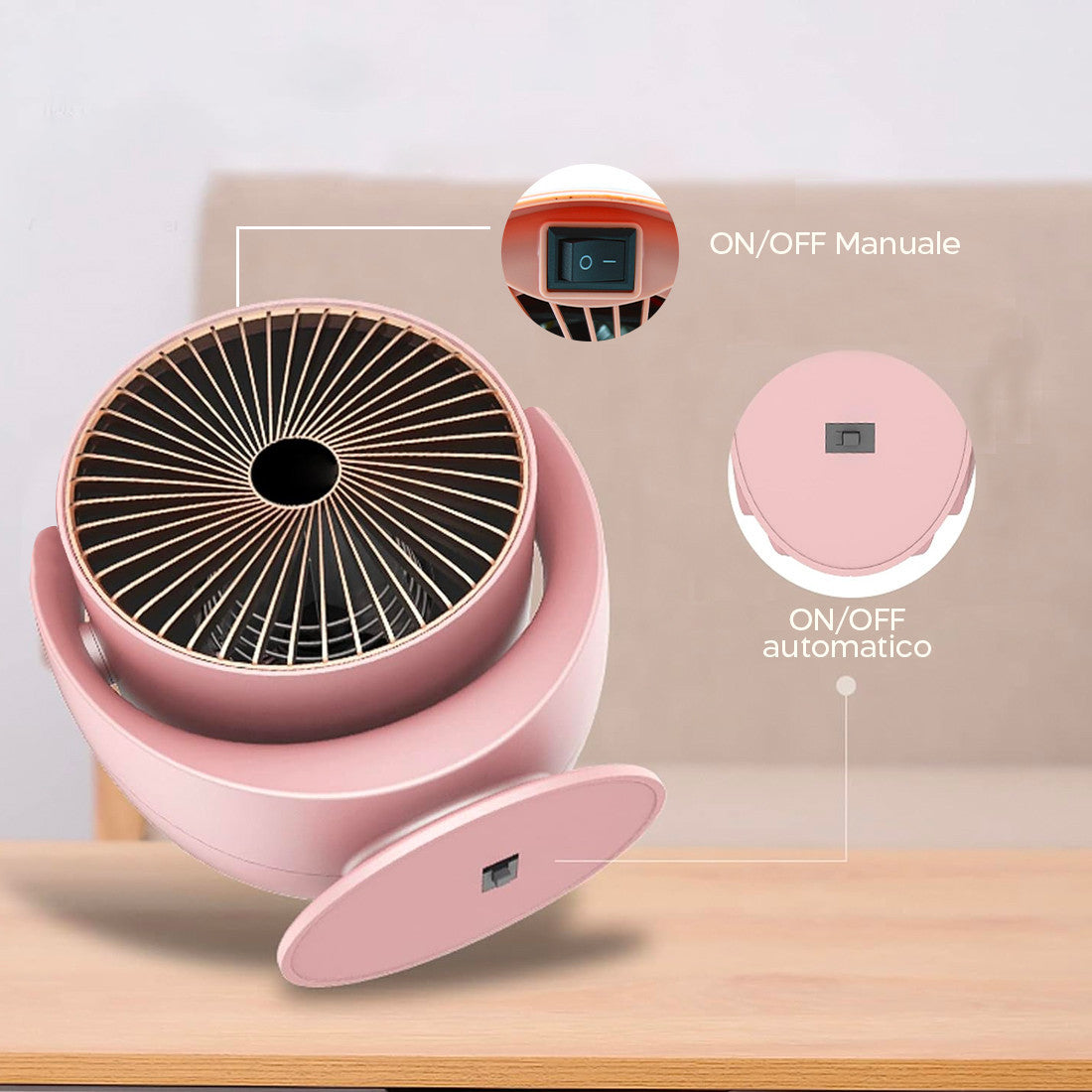Mini chauffage électrique de bureau 900W avec inclinaison