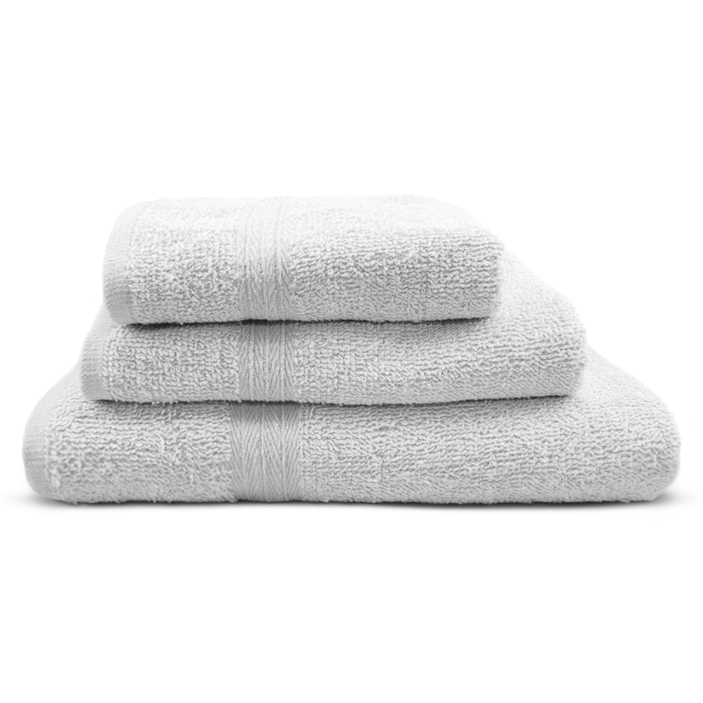 Ensemble 3 Serviettes Bain en Éponge Visage les Invités et Douche en Tons Unis