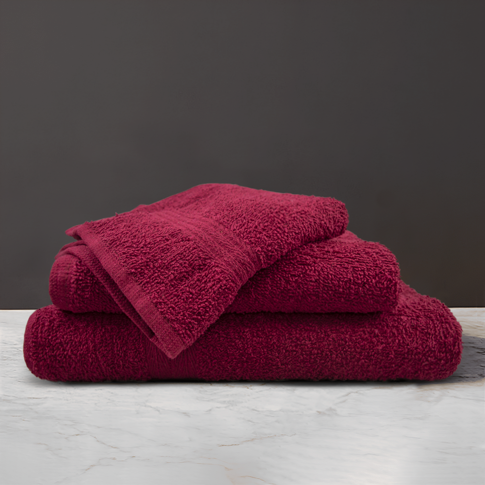 Ensemble 3 Serviettes Bain en Éponge Visage les Invités et Douche en Tons Unis