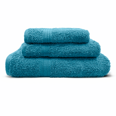 Ensemble 3 Serviettes Bain en Éponge Visage les Invités et Douche en Tons Unis
