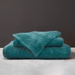 Ensemble 3 Serviettes Bain en Éponge Visage les Invités et Douche en Tons Unis
