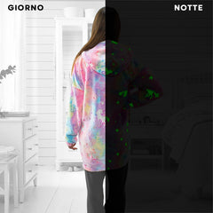 Manteau polaire avec manches oversize multicolor fluorescentes capuche et poche