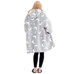 Couverture avec manches extra larges polaire grise fluorescente capuche poche