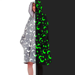 Couverture avec manches extra larges polaire grise fluorescente capuche poche
