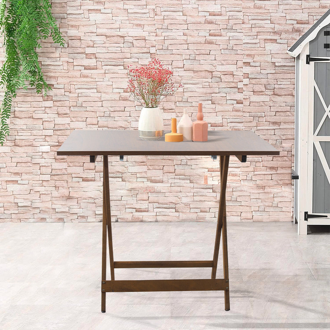 Table de jardin en bois Formica 60x90 F2011 NOYER Pliable Gain de Place