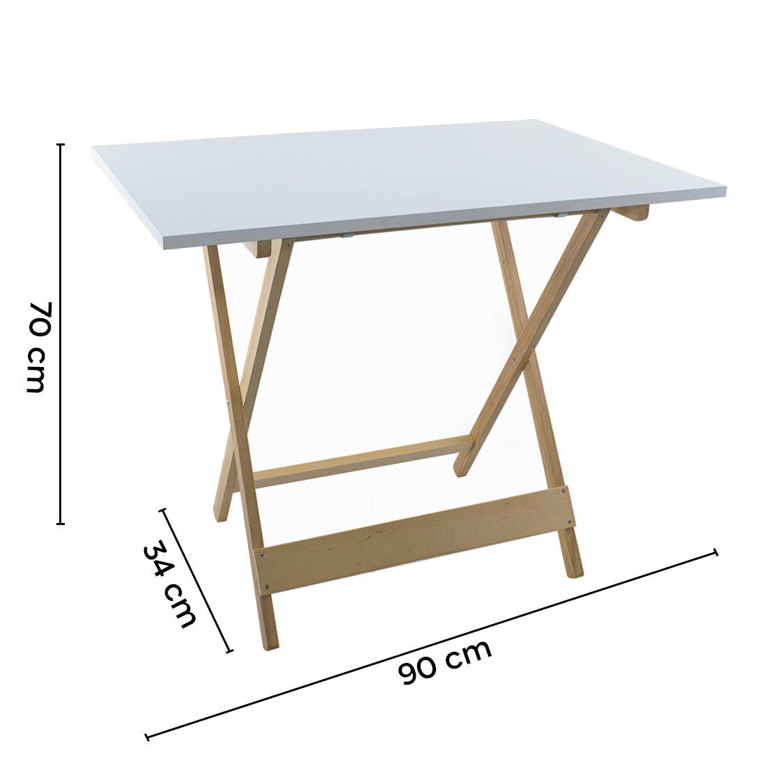 Table de jardin en bois Formica 60x90 F2149 BLANC Pliable Gain de Place
