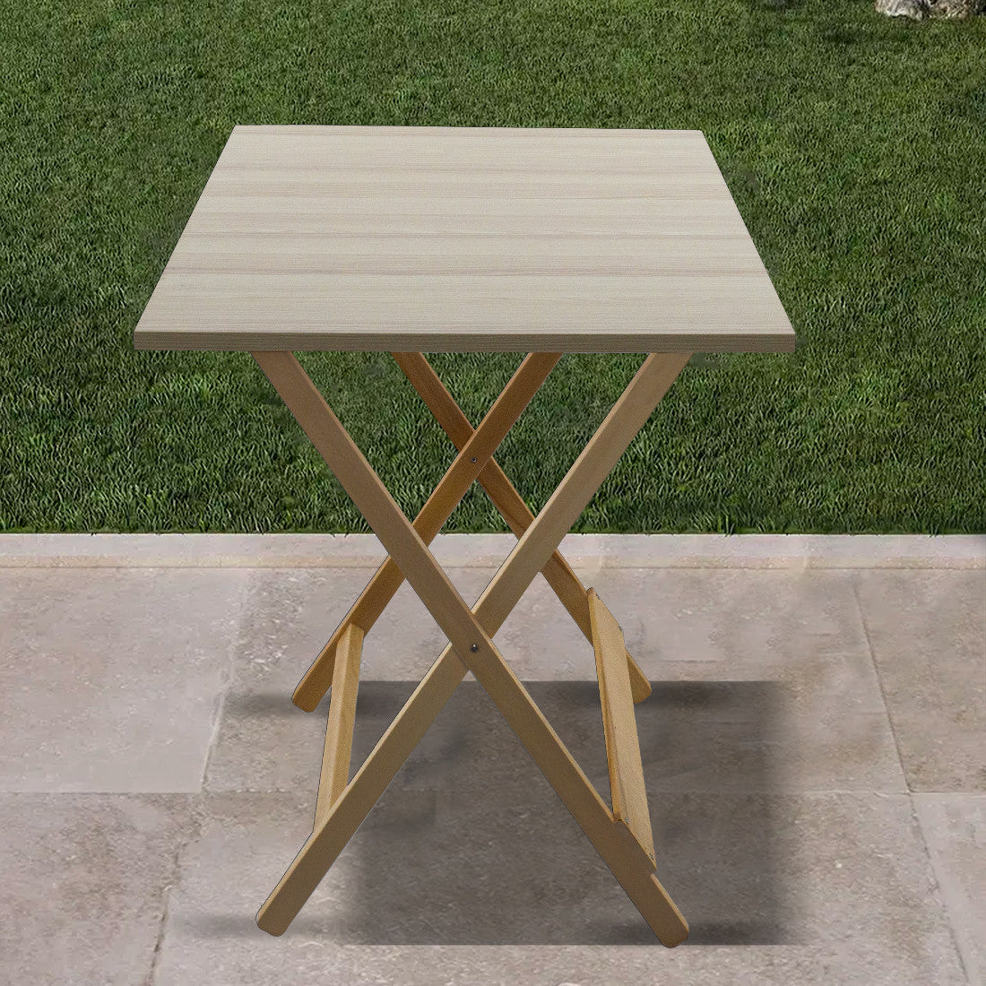 Table jardin en bois de hêtre Formica 60x90 F2069 GRIS Pliable pour l'extérieur