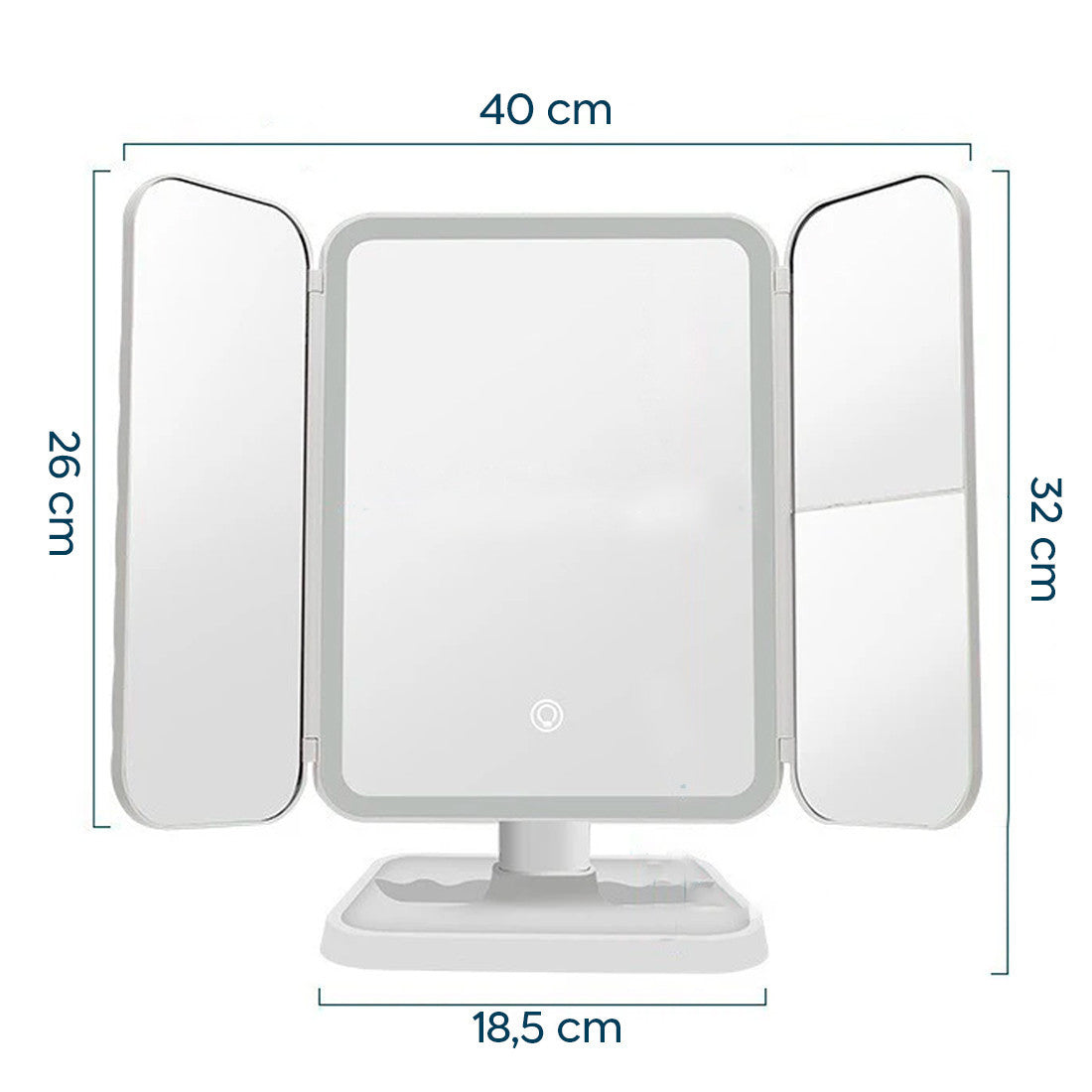 Miroir cosmétique LED Make UP rechargeable 3x design tactile 3 modes d'éclairage