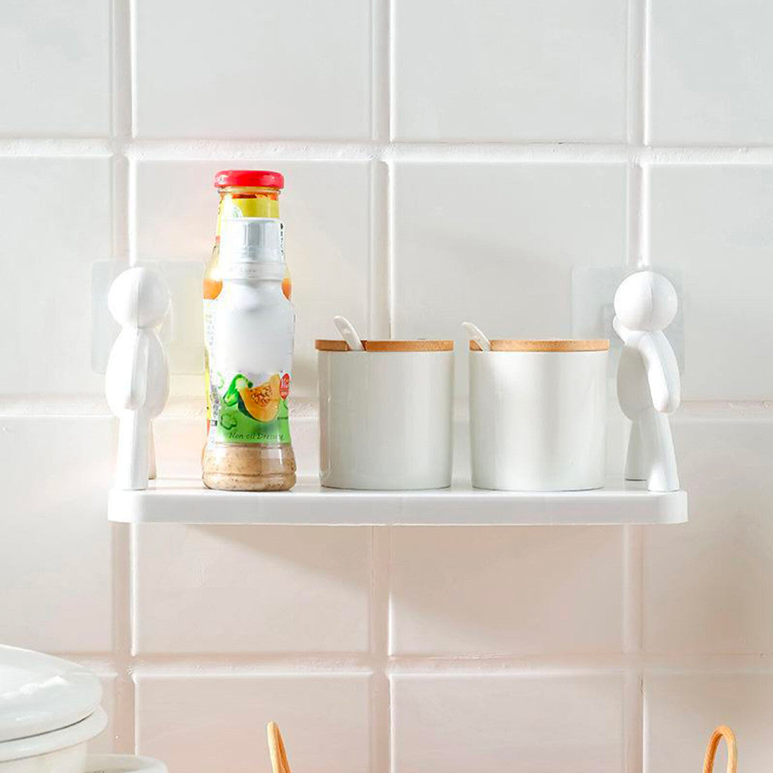 Étagère organisatrice murale sans perçage pour salle de bains et cuisine