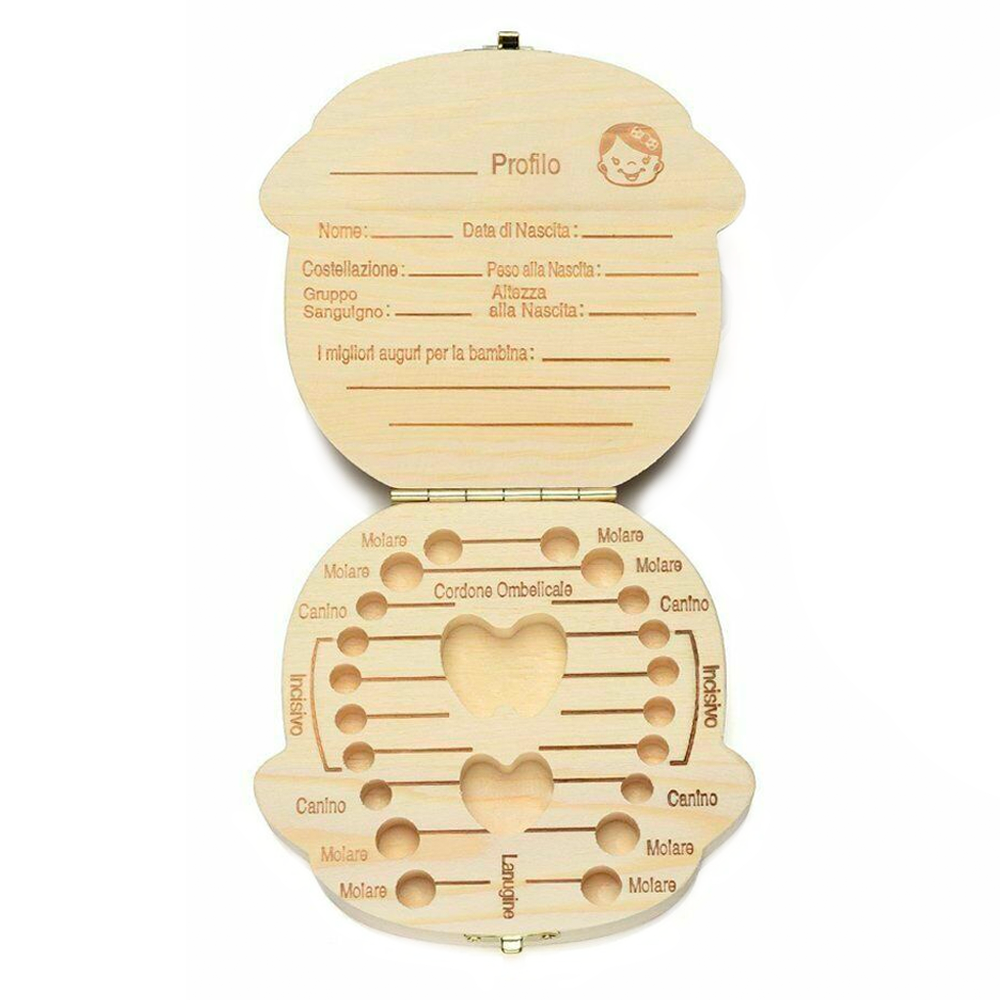 Boîtier en bois 4221 porte dents de lait pour garçon et fille