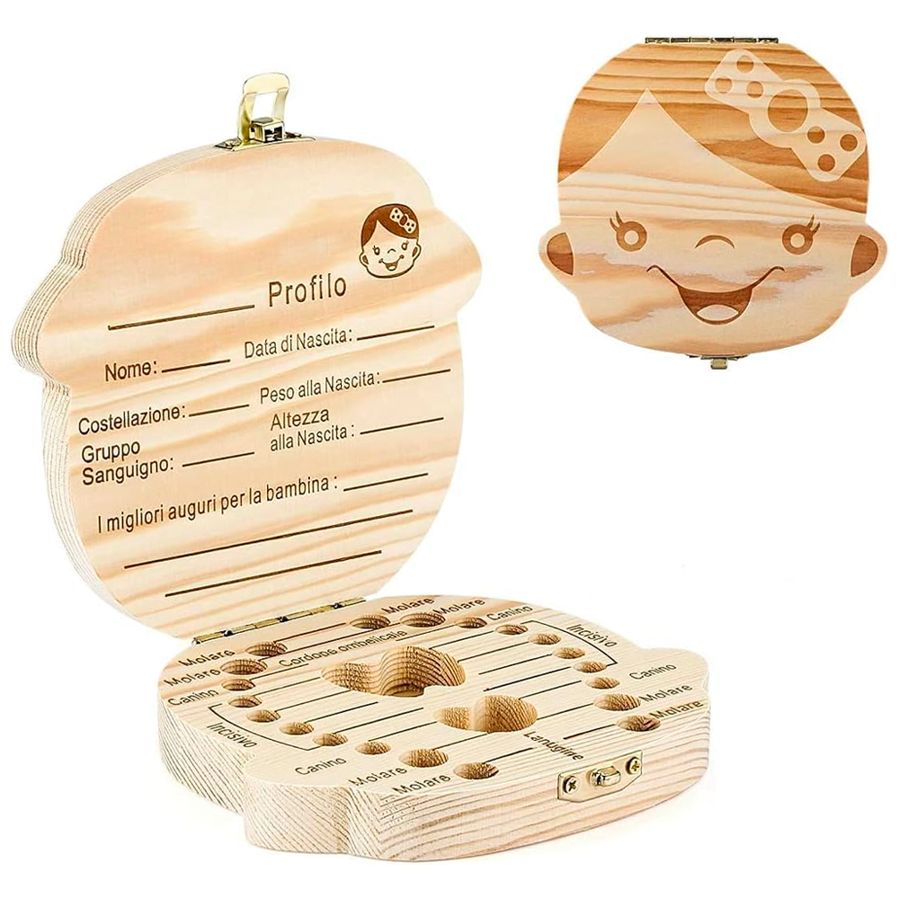 Boîtier en bois 4221 porte dents de lait pour garçon et fille