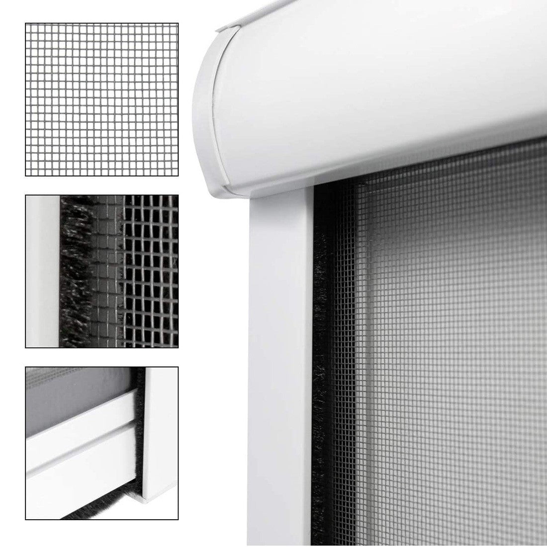 Moustiquaire enroulable 140x170 cm Kit pour Fenêtre et Cadre en Aluminium