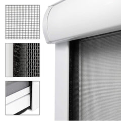 Moustiquaire Enroulable 160X170 Kit Réductible Fenêtre avec Cadre en Aluminium