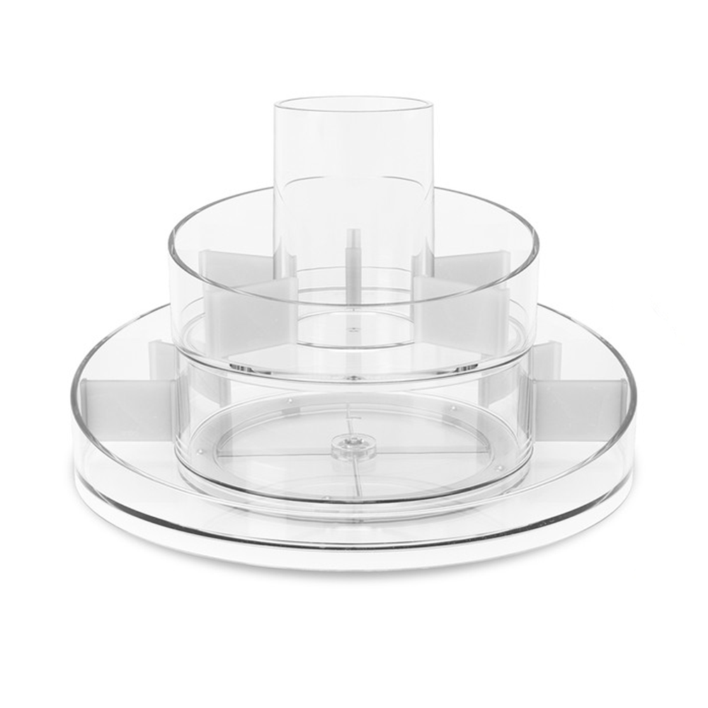 Organisateur de maquillage transparent Conteneur peu encombrant rotatif à 360°