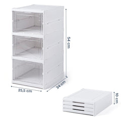 Range-chaussures 3 boîtes Conteneur pliable empilable Organiseurs de chaussures