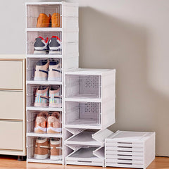 Range-chaussures 6 boîtes Conteneur pliable empilable Organiseurs de chaussures