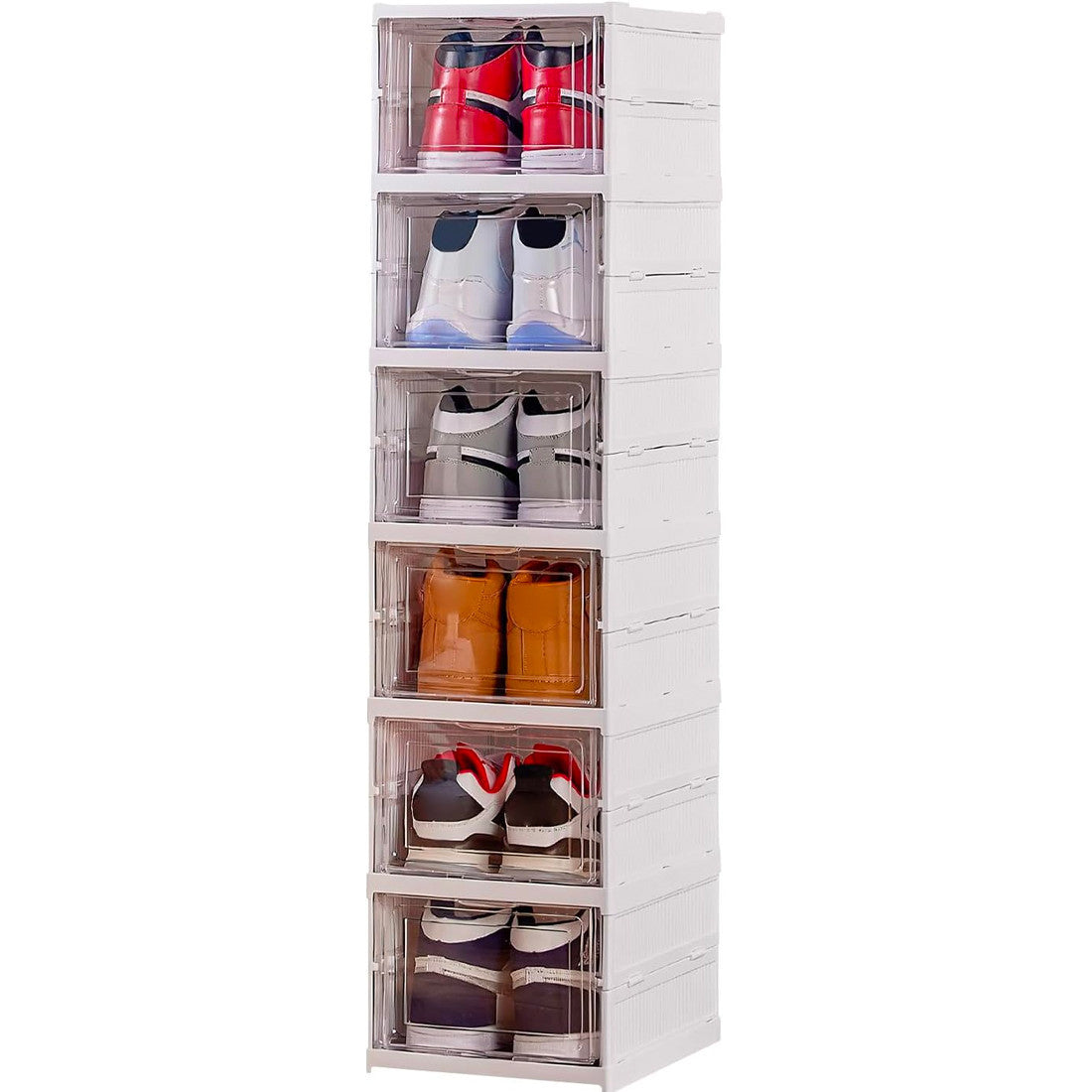 Range-chaussures 6 boîtes Conteneur pliable empilable Organiseurs de chaussures