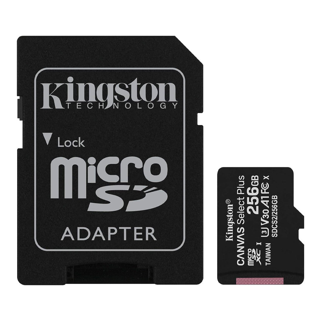 Kingston Canvas Select Plus SDCS2/256GB Carte MicroSD Classe 10 et Adaptateur SD