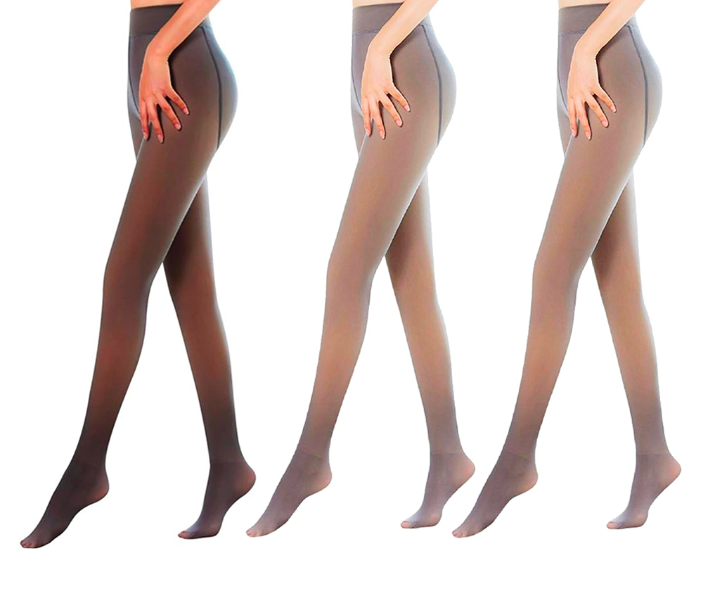 3 Collants Femme Effet Transparent Polaire 2 Beige 1 Noir Thermiques Hivernaux
