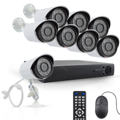 Kit de vidéosurveillance avec 8 caméras H.264, télécommande Infrarouge Full HD
