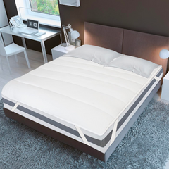 Surmatelas pour lit double 165x200 en microfibre avec élastiques blanc