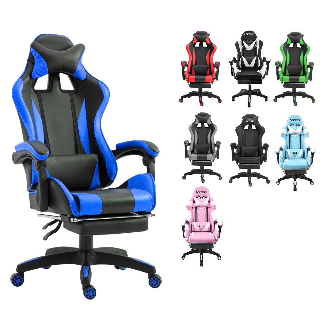 Chaise de bureau Gaming AZRACE simili-cuir avec repose-pieds inclinable 150°