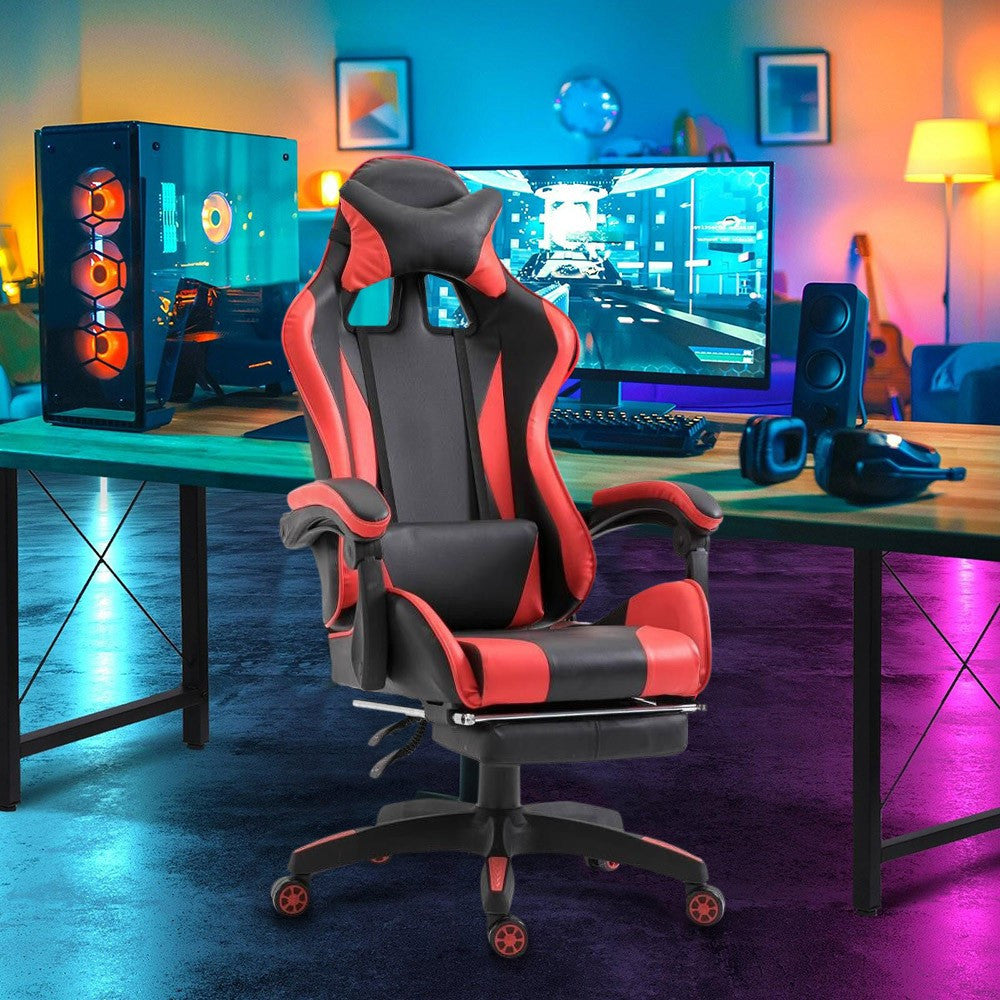 Chaise de bureau Gaming AZRACE simili-cuir avec repose-pieds inclinable 150°
