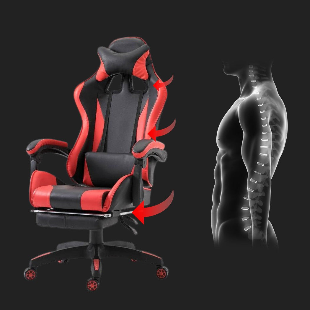 Chaise de bureau Gaming AZRACE simili-cuir avec repose-pieds inclinable 150°