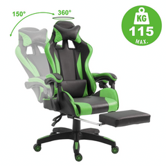 Chaise de bureau Gaming AZRACE simili-cuir avec repose-pieds inclinable 150°