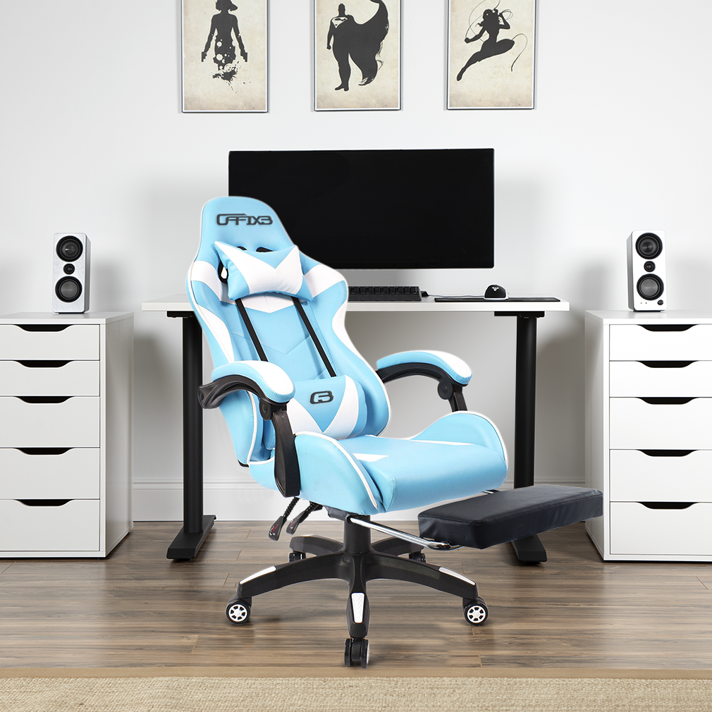 Chaise de bureau Gaming AZRACE simili-cuir avec repose-pieds inclinable 150°