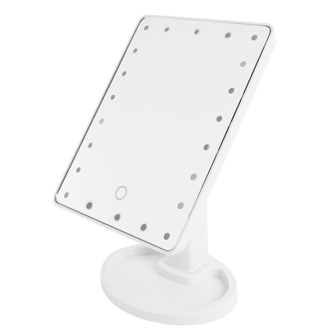 Miroir cosmétique LED rechargeable, portable de table, rotatif et inclinable