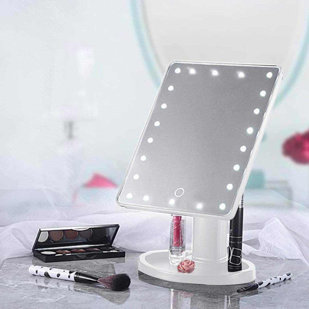 Miroir cosmétique LED rechargeable, portable de table, rotatif et inclinable