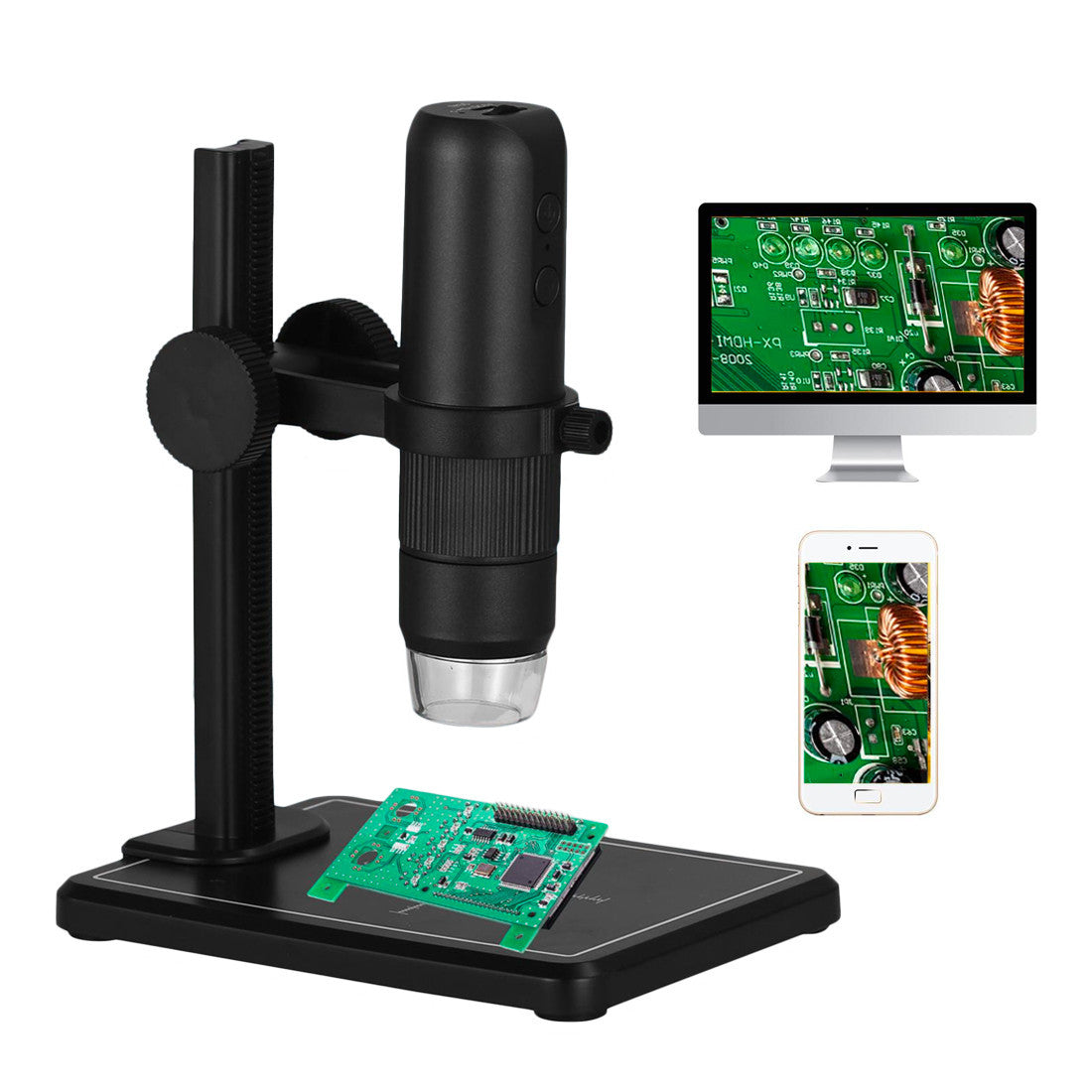 Microscope numérique Wi-Fi LED, grossissement 50x 1000x, résolution HD, Portable