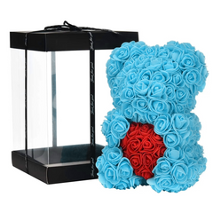 Ours Rose Artificiel H25cm avec Emballage Transparent, Idée Cadeau