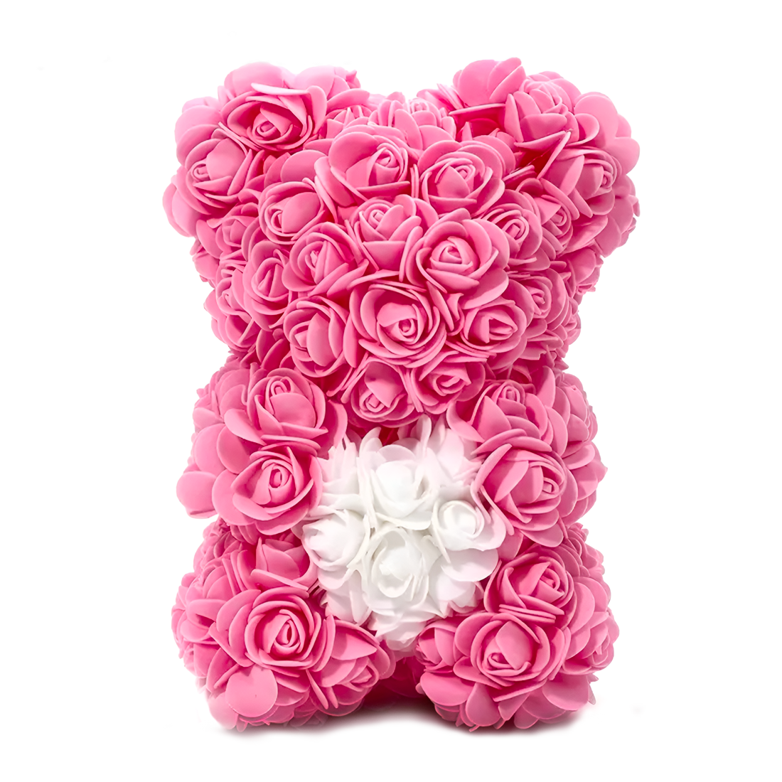 Ours Rose Artificiel H25cm avec Emballage Transparent, Idée Cadeau