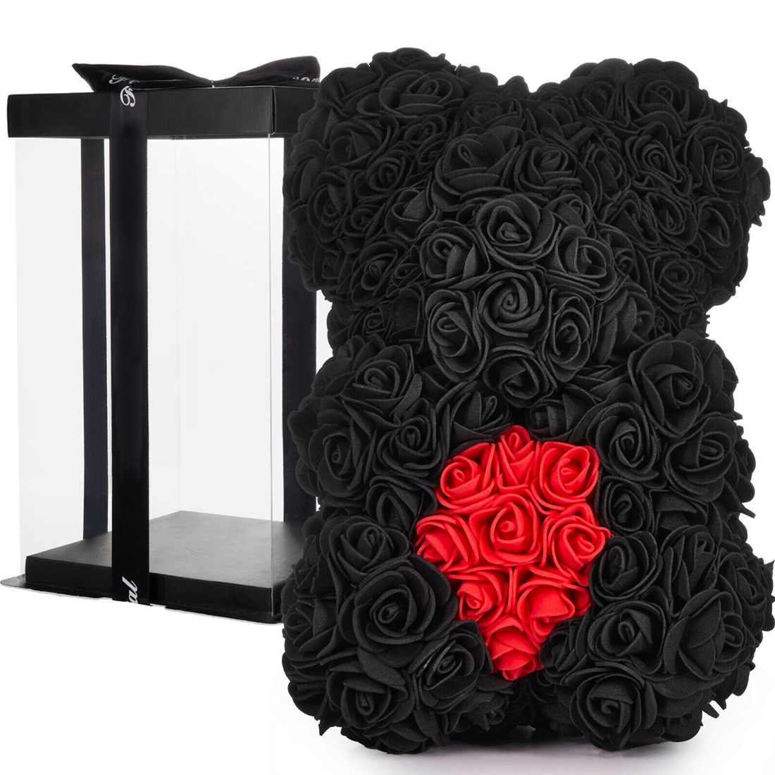 Ours Rose Artificiel H25cm avec Emballage Transparent, Idée Cadeau