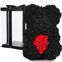 Ours Rose Artificiel H25cm avec Emballage Transparent, Idée Cadeau