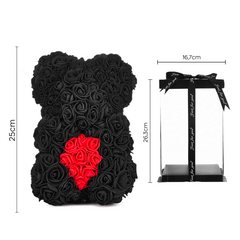 Ours Rose Artificiel H25cm avec Emballage Transparent, Idée Cadeau