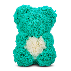 Ours Rose Artificiel H25cm avec Emballage Transparent, Idée Cadeau