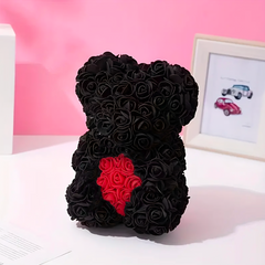 Ours Rose Artificiel H25cm avec Emballage Transparent, Idée Cadeau