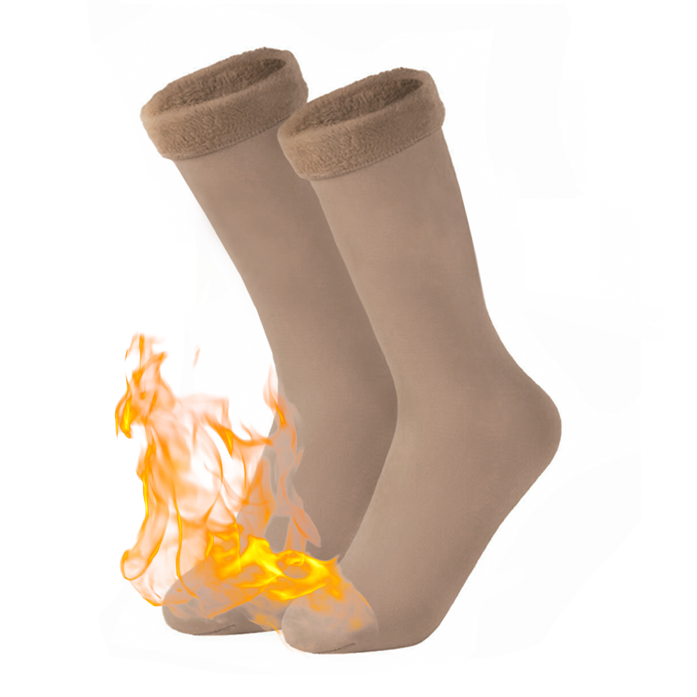 Pack 4 paires chaussettes thermiques 3 noires et 1 beige unisexe taille unique